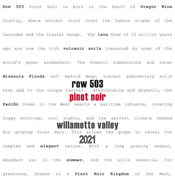 Row 503 Willamette Valley Pinot Noir